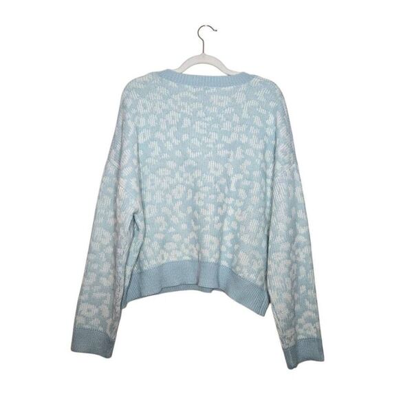 John + Jenn Blue Leopard Print Knit Sweater Women’s Size XL Soft Cozy Pullover - Picture 5 of 7